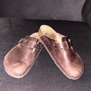 Birkenstock Brown Leather Clogs Size 40